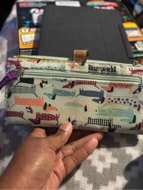 Lily Bloom Mint Zip Wallet with Multicolor Dachshund Print